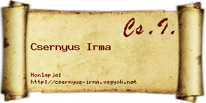 Csernyus Irma névjegykártya
